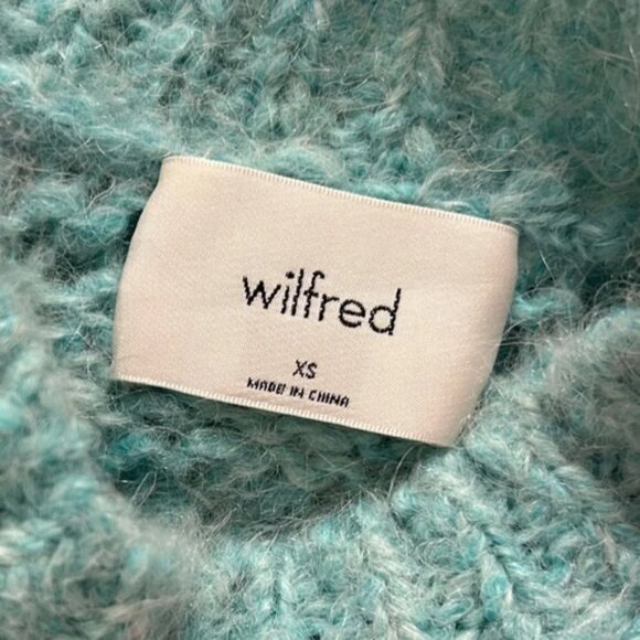 Wilfred Aritzia Wool Knit Sweater Cropped Crew neck Oceanic Teal blue XS - Picture 13 of 16